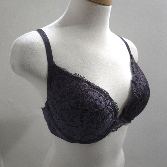 Lasenza | Elegant Lace Underwire Bra - Dark Purple 34DD - Picture 4 of 9